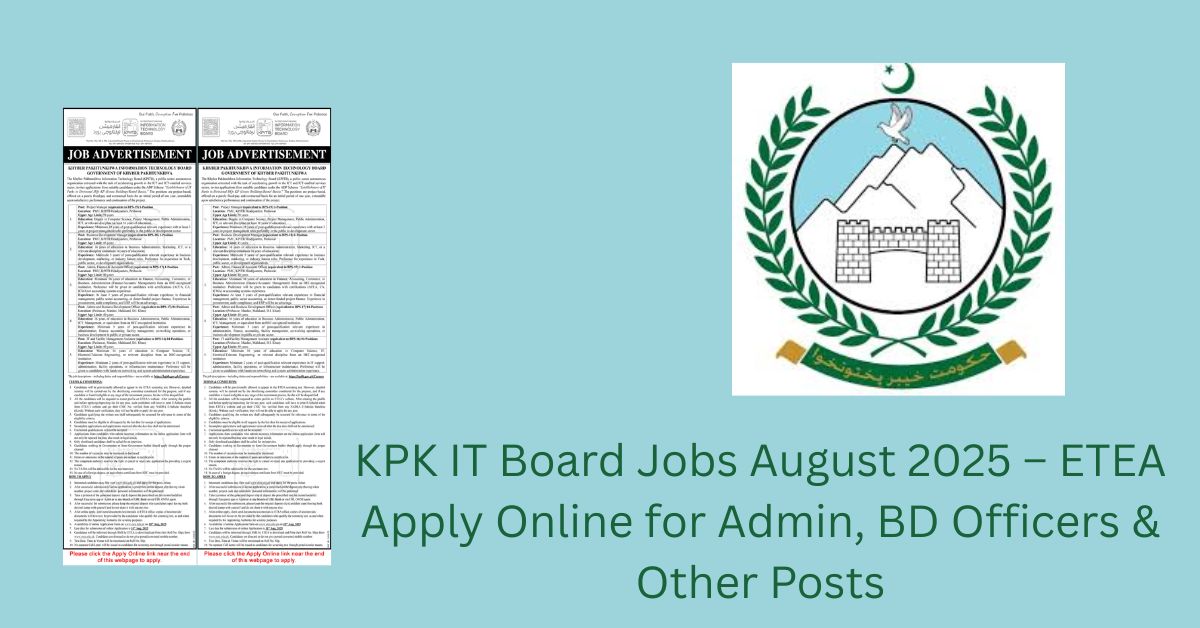 KPK IT Board Jobs August 2025 – ETEA Apply Online for Admin, BD Officers & Other Posts