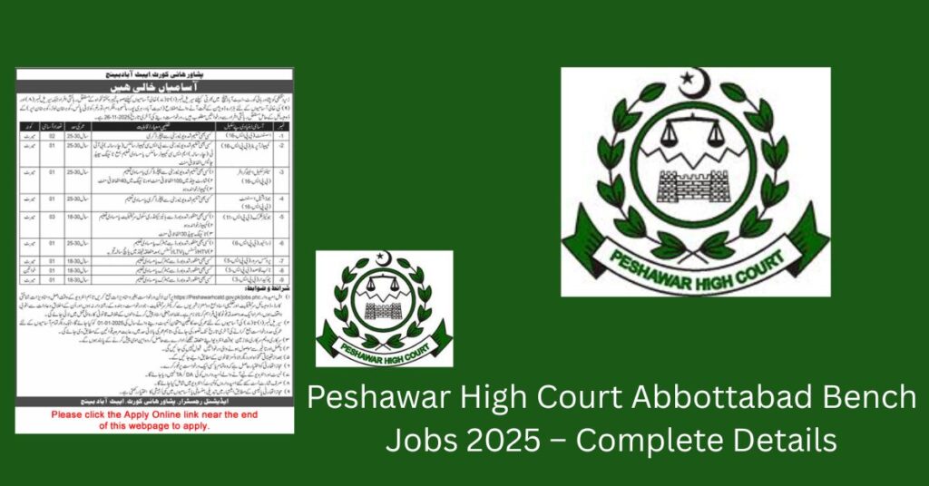 Peshawar High Court Abbottabad Bench Jobs 2025 – Complete Details